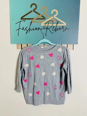 Oasis Grey Sweater with Heart Print - Medium #2801 - Image 1 of 4