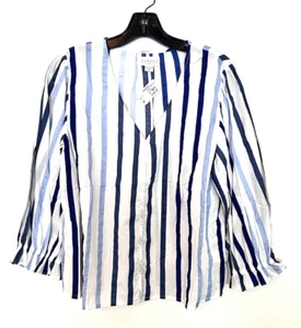 NWT Velvet Stripe Cotton Blouse Medium - Picture 1 of 4