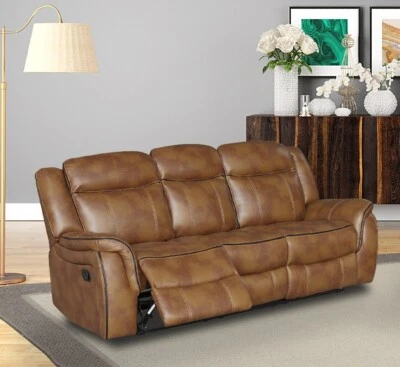 SC FURNITURE LTD Tan Brown Leather Gel 3 Seater Recliner Reclining Sofa Suite - CLIFTON