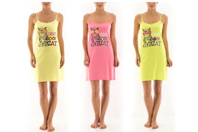 Canotta da Notte a Spallina Stretta 100 % Cotone Blue Night Pigiama Donna - Immagine 1 di 4