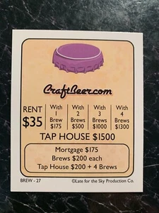 Monopoly BREWOPOLY Craftbeercom TITLE DEED CARD Game Replacement Piece Part - Picture 1 of 3
