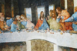 Robert Kaufman Last Supper Fabric Panel #20095 Print Leonardo da Vinci 24"Lx45"W - Picture 1 of 5