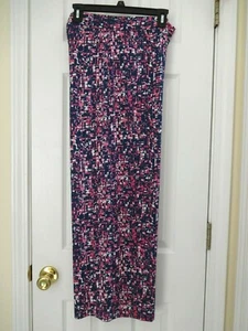 SOUTHERN LADY Womens PM Navy Pink Wide Leg Palazzo Elastic Waist Pants NWT$16 - Picture 1 of 5