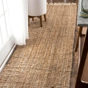 Raleigh Farmhouse Jute Tasseled Runner Rug, 2' 6" X 10', Natural - Picture 1 of 9