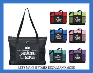 LIVING THE SCRUB LIFE DISEÑO DE ENFERMERA BOLSO DE MANO PERSONALIZADO ESCUELA GIMNASIO BOLSA DEPORTIVA CREMALLERAS - Imagen 1 de 8