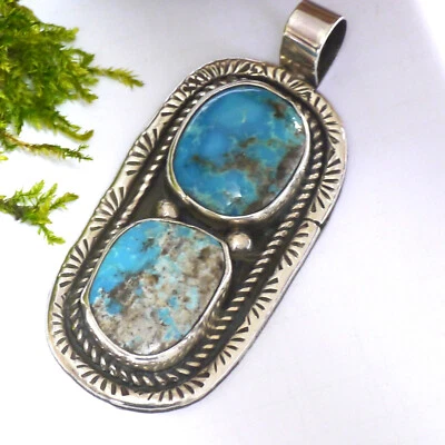 echt Navajo  Türkis Anhänger 925 Sterling signiert Zertifikat Leigh Cleveland - Bild 1 von 4