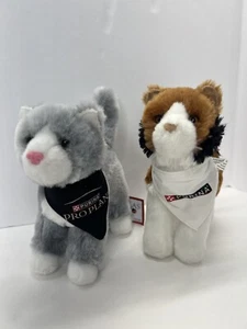 2 Purina Promo Plush Cats By Douglas Scatter The Grey Cat, Maps The Calico Cat - Picture 1 of 13