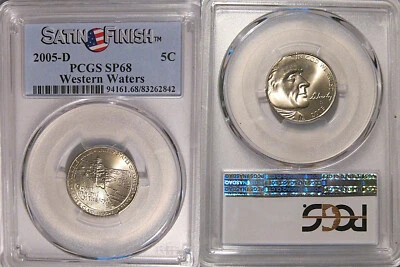 2005 D Western Waters Jefferson Nickel 5c PCGS SP68 Satin Finish - Image 1 of 2
