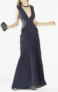NEW BCBG MAXAZRIA KAMARA DEEP-V LACE DRAPED GOWN WQR65F68/L474A SIZE 0 - Picture 1 of 4