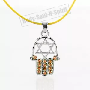 Collana GIALLA HAMSA “STELLA DI DAVID” con ciondolo amuleto cristalli ARANCIO - Foto 1 di 1