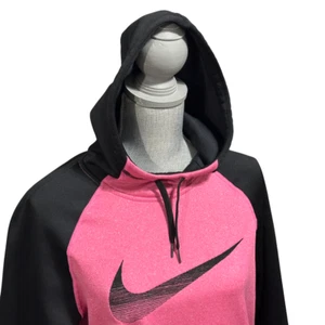 Nike Hoodie - Size Medium - Pink & Black Therma-Fit Sweatshirt - Thumb Holes - Picture 1 of 11