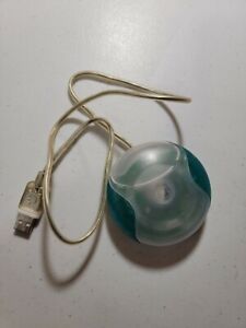 Vintage Apple M4848 Teal Hockey Puck Style USB Computer Mouse