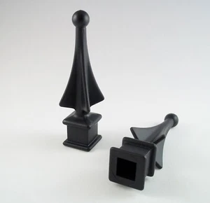 100 EACH (1/2-INCH) BLACK PLASTIC IRON FENCE FINIAL TOPS 1-30 4-SIDED SPIRE - Picture 1 of 9