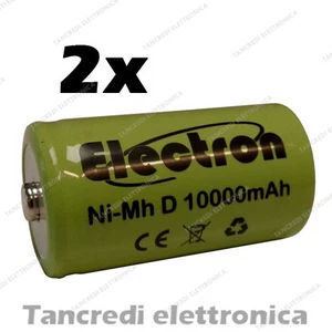 2x Batteria Ricaricabile accumulatore Ni-MH D 1,2V 10000mAh 61x33mm 33x61mm NiMh - Foto 1 di 1