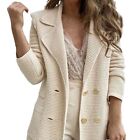 Stylish Solid Color Ribbed Casual Blazer Coat Elegant Buttoned Lady Suit Jacket