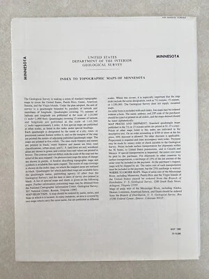 Índice USGS de Mapas Topográficos de Minnesota Mayo 1980 Servicio Geológico  Foto 1 de 2
