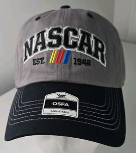 NASCAR ONE SIZE FITS ALL ADJUSTABLE STRAP BACK Gray And BlackCAP OFFICIAL NASCAR - Picture 1 of 9