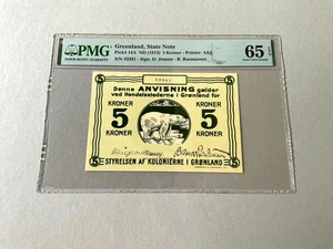 Greenland 5 Kroner P-14A ND(1913) PMG 65 EPQ *As Made Ink* - Bild 1 von 4
