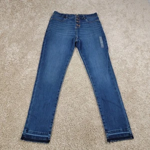 OshKosh Button Fly Jeans Frayed Hem Dark Wash Denim Pants Girls Size 14 NWOT - Picture 1 of 6