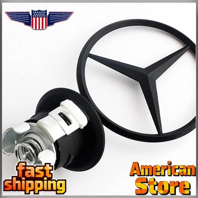 For Mercedes-Benz C E S Front Hood Ornament Standing Black Star Emblem NEW — 第 1/4 张图片