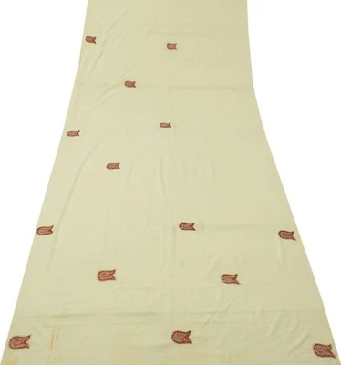 Blend Crepe Vintage Sari Remnant Scrap Fabric for Sewing Craft Cream - Image 1 of 4