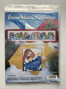 Ursula Michael Kreuzstich Set SCHNEE VIELE REGENSCHIRME Banner #5459 Schneemann - Bild 1 von 9