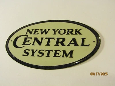 Letrero de ferrocarril de hojalata promocional premium cereal vintage NYC New York Central 3,5" x 2,5" Foto 1 de 2