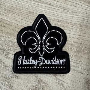 Harley-Davidson Black Fleur De Lis Embroidered Rhinestone Sew On Patch 2013 - Picture 1 of 4