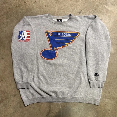Moletom Vintage St Louis Blues Masculino XL Cinza Anos 90 EUA NHL Hóquei Iniciante - Imagem 1 de 4