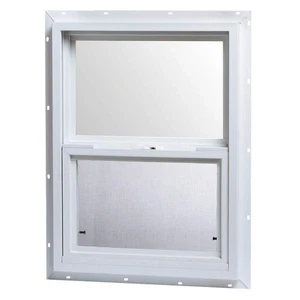 18 In. X 24 In. White Single-Pane Vinyl Single Hung Utility/Shed Window with Scr - Picture 1 of 4