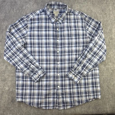Camisa LL Bean Grande Azul A Cuadros Manga Larga Abotonada Algodón Exterior Foto 1 de 4