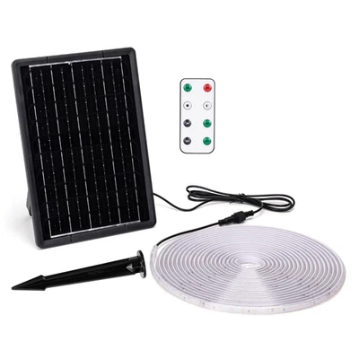 Striscia led solare 10mt + 2mt cavo RGB multicolor 100W 1000lumen IP65 da estern - Immagine 1 di 4