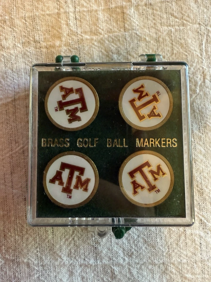 Texas A&M Aggies Brass Golf Ball Markers Set of 4 | NCAA Licensed Gift - Image 1 of 1