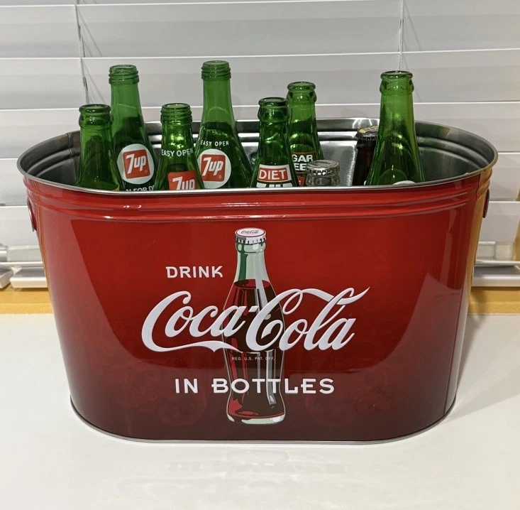 Coca-Cola Metal Ice Bucket Drink Tub – Red “Drink Coca-Cola in Bottles” - Image 1 of 4