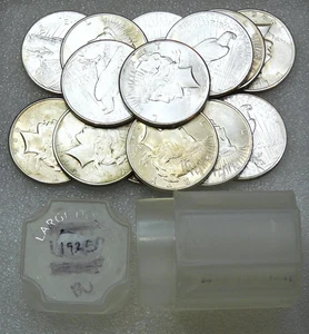 1925 P Peace Silber Dollar vz/bu-bu Frosty White 3/4 Rolle 15 Münzen in Tube #C155 - Bild 1 von 2