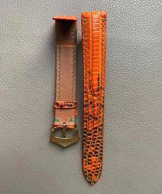 Open Lug orange Genuine Lizard Skin Watch Strap Band siz14...19 20 21 22 23 24.. — 第 1/4 张图片