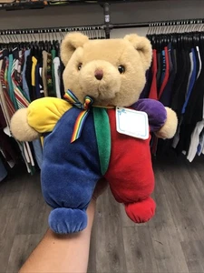 Vintage Eden Regenbogen Teddybär Plüsch 13 Zoll Velours Primärfarben Stofftier NEU - Bild 1 von 15