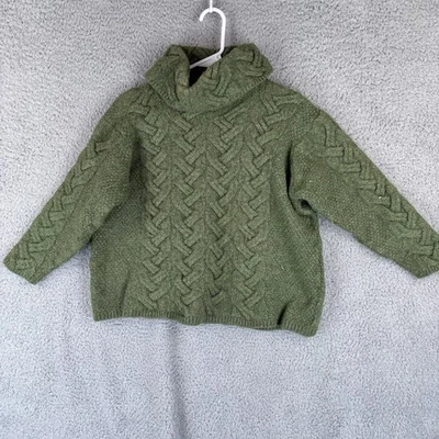 Aran 100% Merino Wool Cable Knit Irish Women's 2XL Cropped Sweater Made Ireland - Image 1 of 4