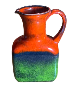 Jarrón jarra de lava grasa Jasba de colección de Alemania Occidental naranja verde cerámica 10" 1085/25 MCM - Imagen 1 de 14