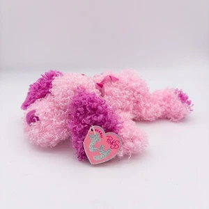 TY Pinkys Beanie Baby Sparkles Pink Curly Plush Puppy Dog 8" Soft 2004 Retired - Picture 1 of 8