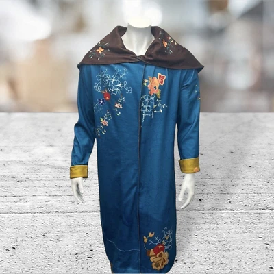 MISSLOOK Blue Long Hooded Duster Jacket Cardigan Soft Wrap Floral Print Size XL - Image 1 of 4