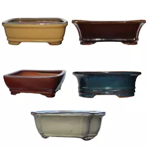 215mm Glazed Bonsai Pots - 3 Pots Bulk Buy. Assorted 8 inch Glazed Bonsai Pots - Picture 1 of 9