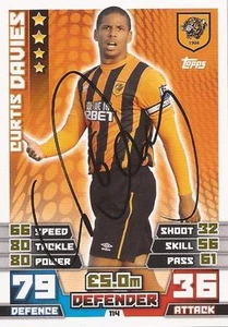 TARJETA MATCH ATTAX 2014/2015 CASCO FIRMADO POR CURTIS DAVIES + CERTIFICADO DE AUTENTICIDAD - Imagen 1 de 1