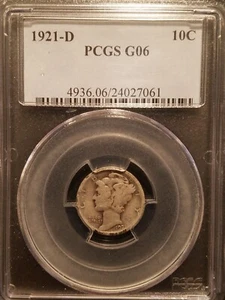 1921-D Mercury Dime * PCGS G06 * Semi Key Date * Mintage Of 1,080,000 - Picture 1 of 6