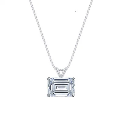 Collar de oro blanco de 14 K de diamantes cultivados en laboratorio talla esmeralda de 3/4 quilates F/VS Foto 1 de 2