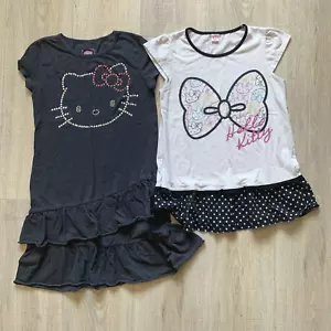2 pc Girl's Hello Kitty Top Old Navy T Shirt Dress Gray White Size L 9-10 - Picture 1 of 12