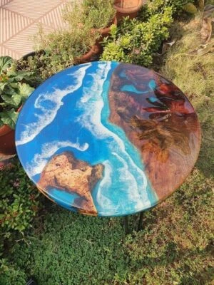 Ocean Wave Natural Epoxy Resin Coffee tabletop Handmade Outdoor Indoor Decor - Image 1 of 4
