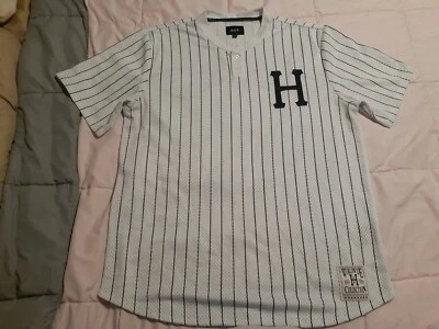 Camiseta de fútbol HUF Worldwide para hombre talla Lg. Prendedor Henley azul marino/blanco a rayas  Foto 1 de 4