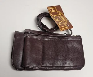 New Bugatti genuine full grain brown leather men’s foldable travel bag w strap - Picture 1 of 5
