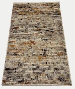 Alfombra De Lana 100% Hecha A Mano 60x90 Diseño Moderno Beige Multicolor R6 - Imagen 1 de 8